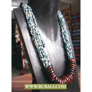 Mix Beading Fashion Necklace with Wooden rings